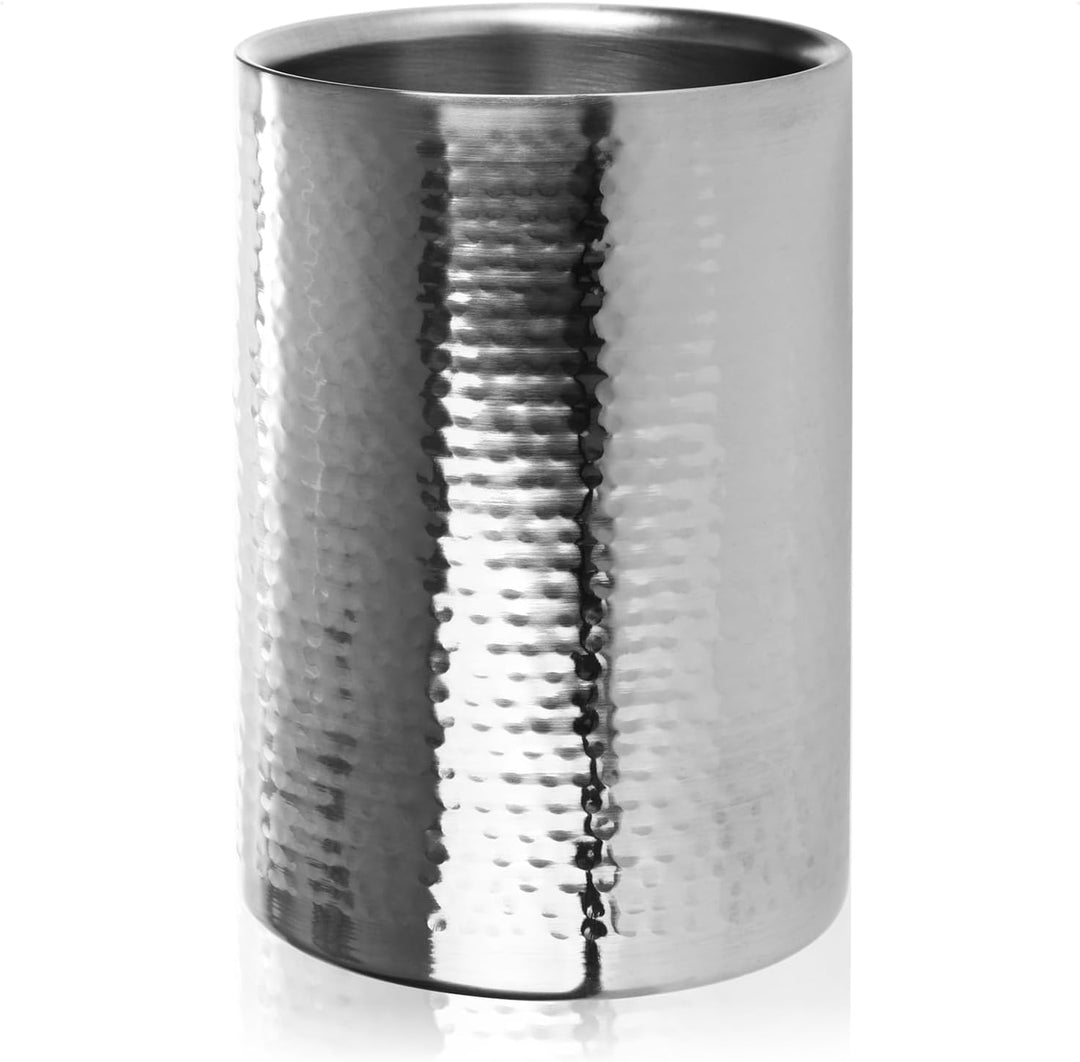 com-four® 2x Flaschenkühler - Sektkühler - Eiswürfelkühler aus Edelstahl, Weinkühler - Eiswürfelkübe