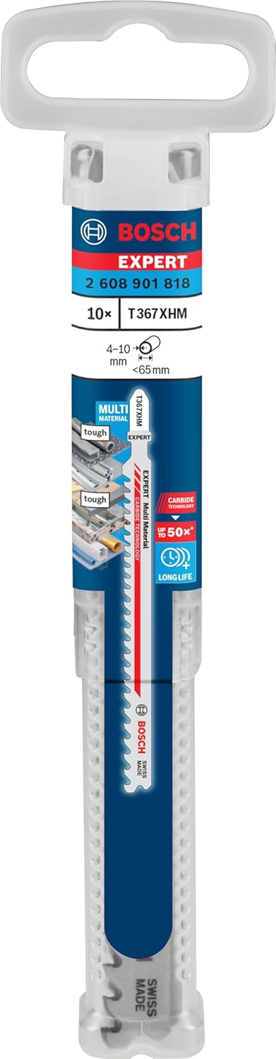 Bosch 10x EXPERT Multi Material T367XHM Stichsägeblatt (für Holz mit zähem Metall, Zäher Stahl, Läng