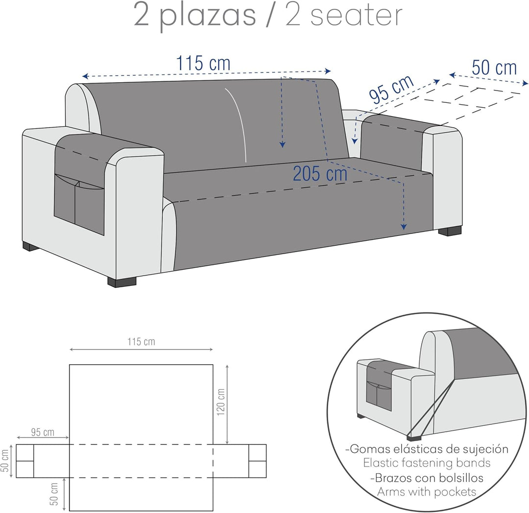 Eysa Dream Nicht elastisch Sofa überwurf 2 sitzer, Chenille, 06-grau, 37 x 5 x 29 cm 37 x 5 x 29 cm