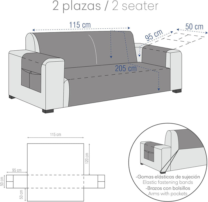 Eysa Dream Nicht elastisch Sofa überwurf 2 sitzer, Chenille, 06-grau, 37 x 5 x 29 cm 37 x 5 x 29 cm