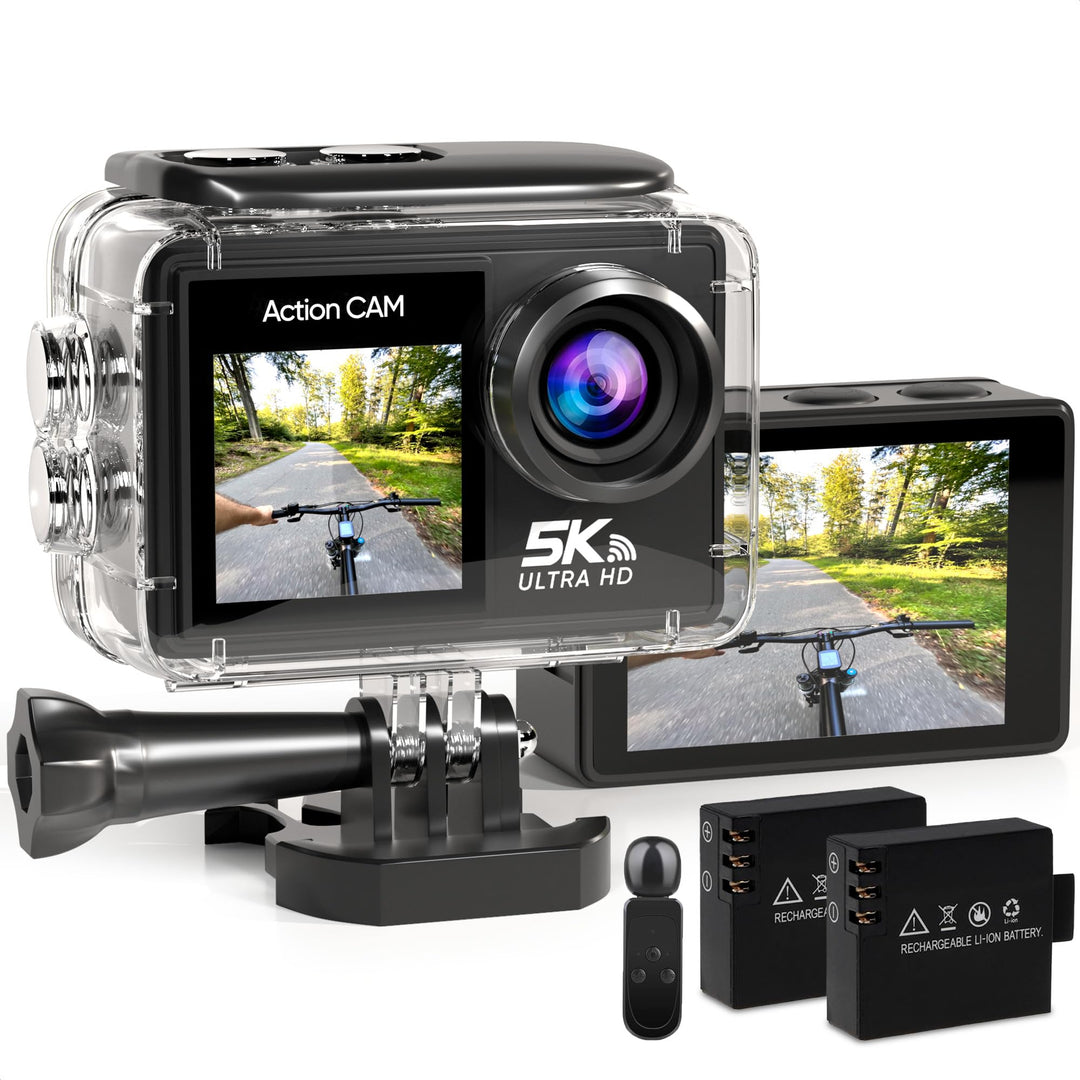Strex Action Cam 5K 50MP - 60FPS / 30M Wasserdicht/WiFi - Touchscreen – Externes Mikrofon - Inklusiv