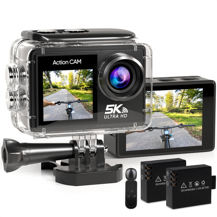 Strex Action Cam 5K 50MP - 60FPS / 30M Wasserdicht/WiFi - Touchscreen – Externes Mikrofon - Inklusiv