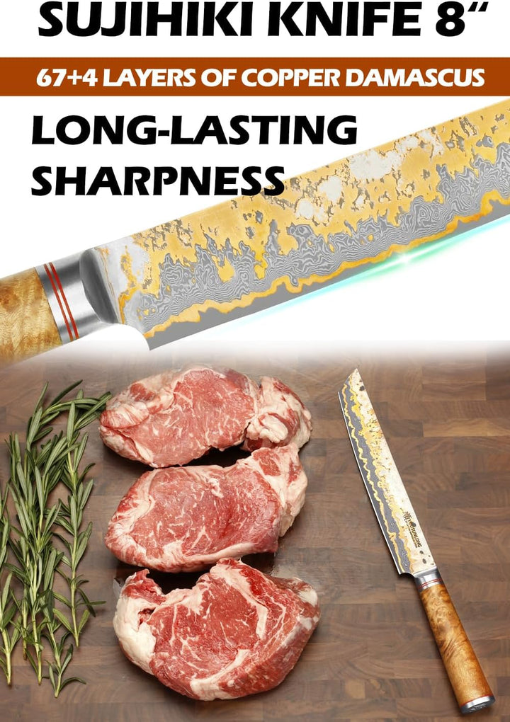 YOUSUNLONG Sashimi-Schneidemesser - 215mm Sujihiki Yanagiba Messer - Superscharfer Schnitt - Japanis