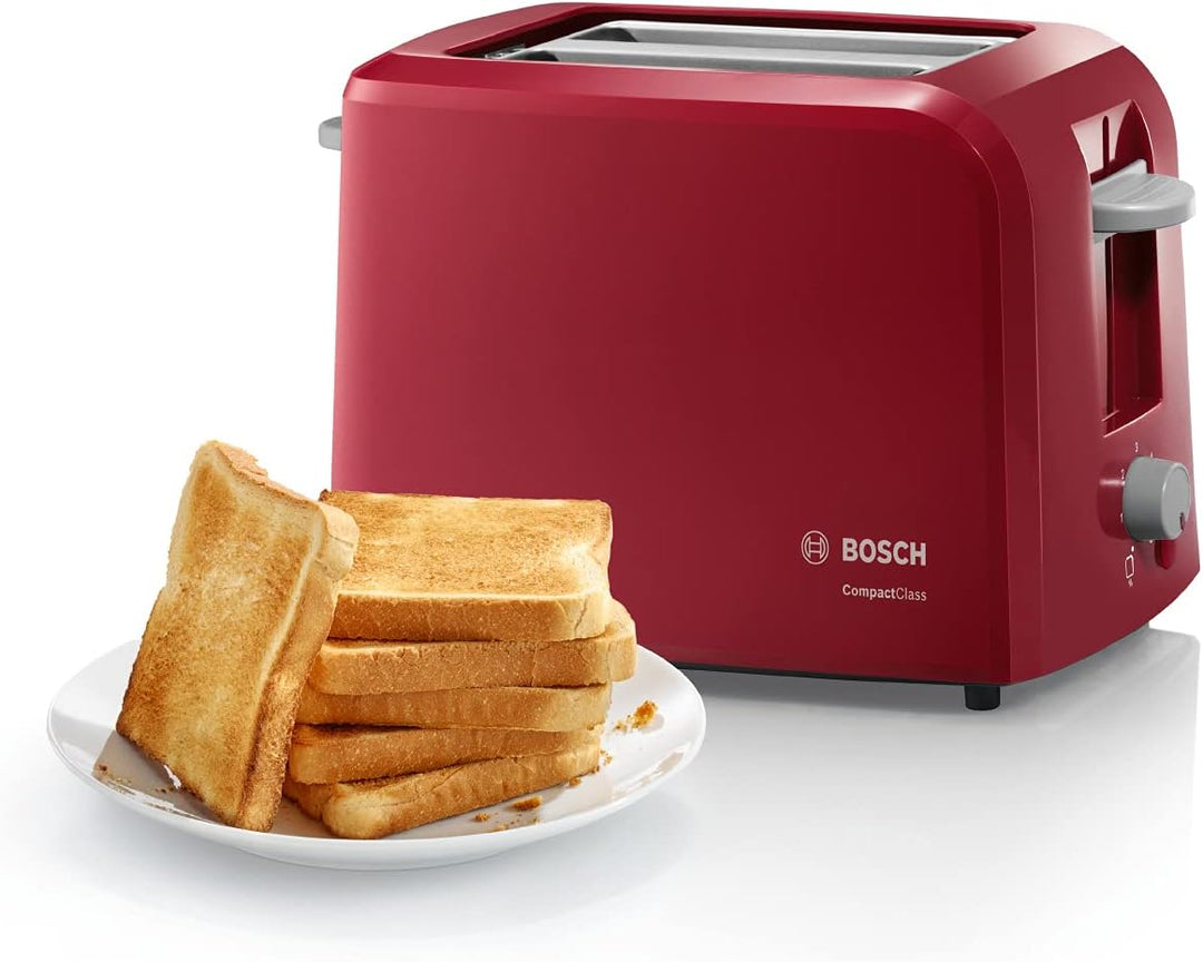 Bosch Kompakt Toaster CompactClass TAT3A014, integrierter Edelstahl-Brötchenaufsatz, mit Abschaltaut