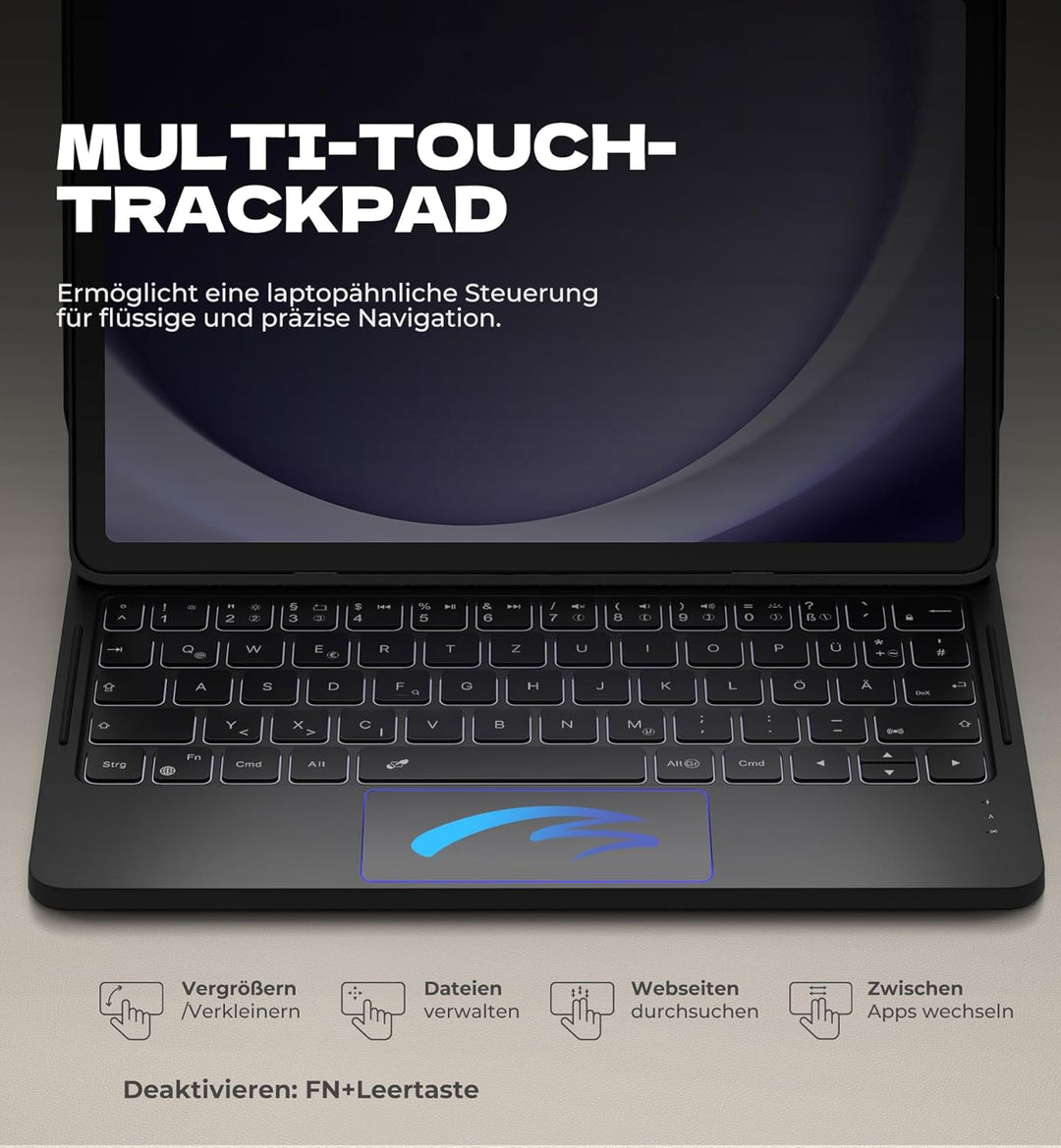 Dexnor Tastatur Hülle für Samsung Galaxy Tab A9+ Plus 11 Zoll 2023, Keyboard Cover mit Magnetisch Mu
