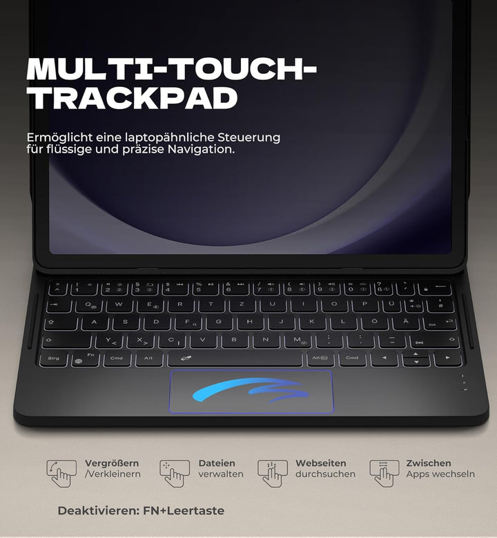 Dexnor Tastatur Hülle für Samsung Galaxy Tab A9+ Plus 11 Zoll 2023, Keyboard Cover mit Magnetisch Mu