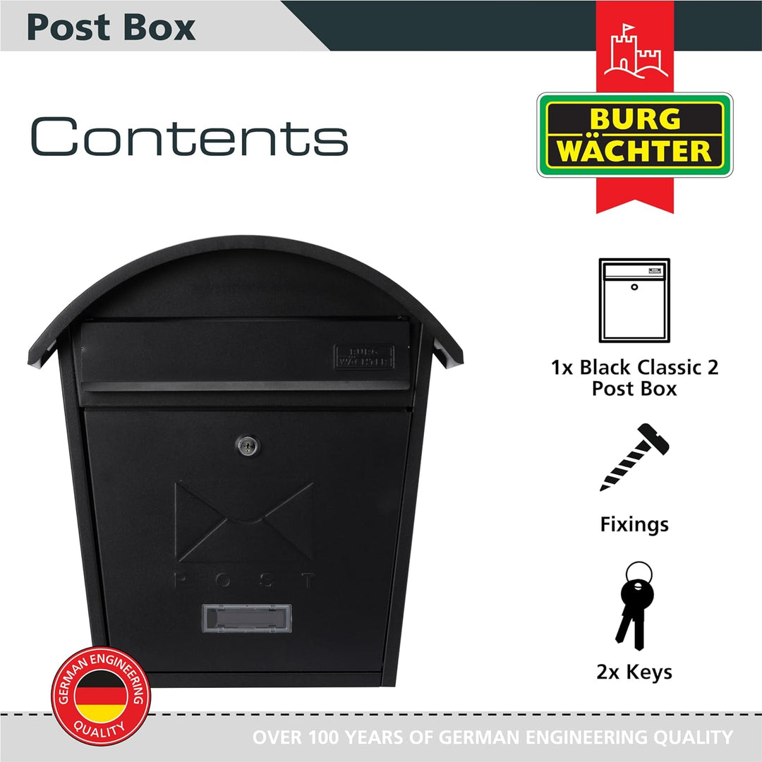 Sterling MB06 Klassischer Briefkasten, Schwarz, Schwarz