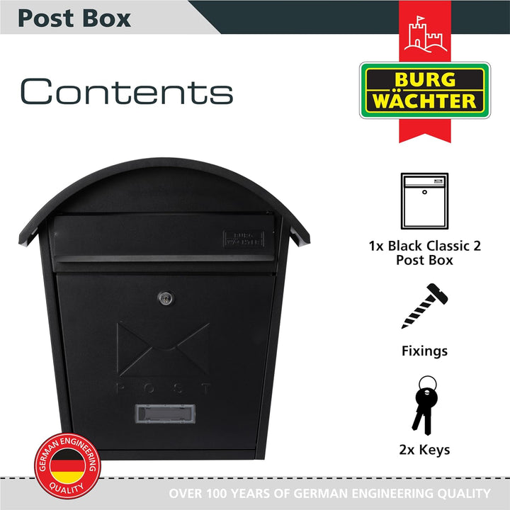 Sterling MB06 Klassischer Briefkasten, Schwarz, Schwarz
