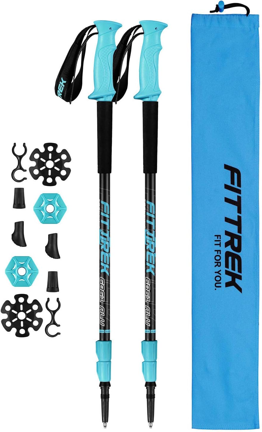 FitTrek Wanderstöcke Trekkingstöcke - Walking Stöcke Teleskop - Nordic Walking Stock Verstellbar Lei