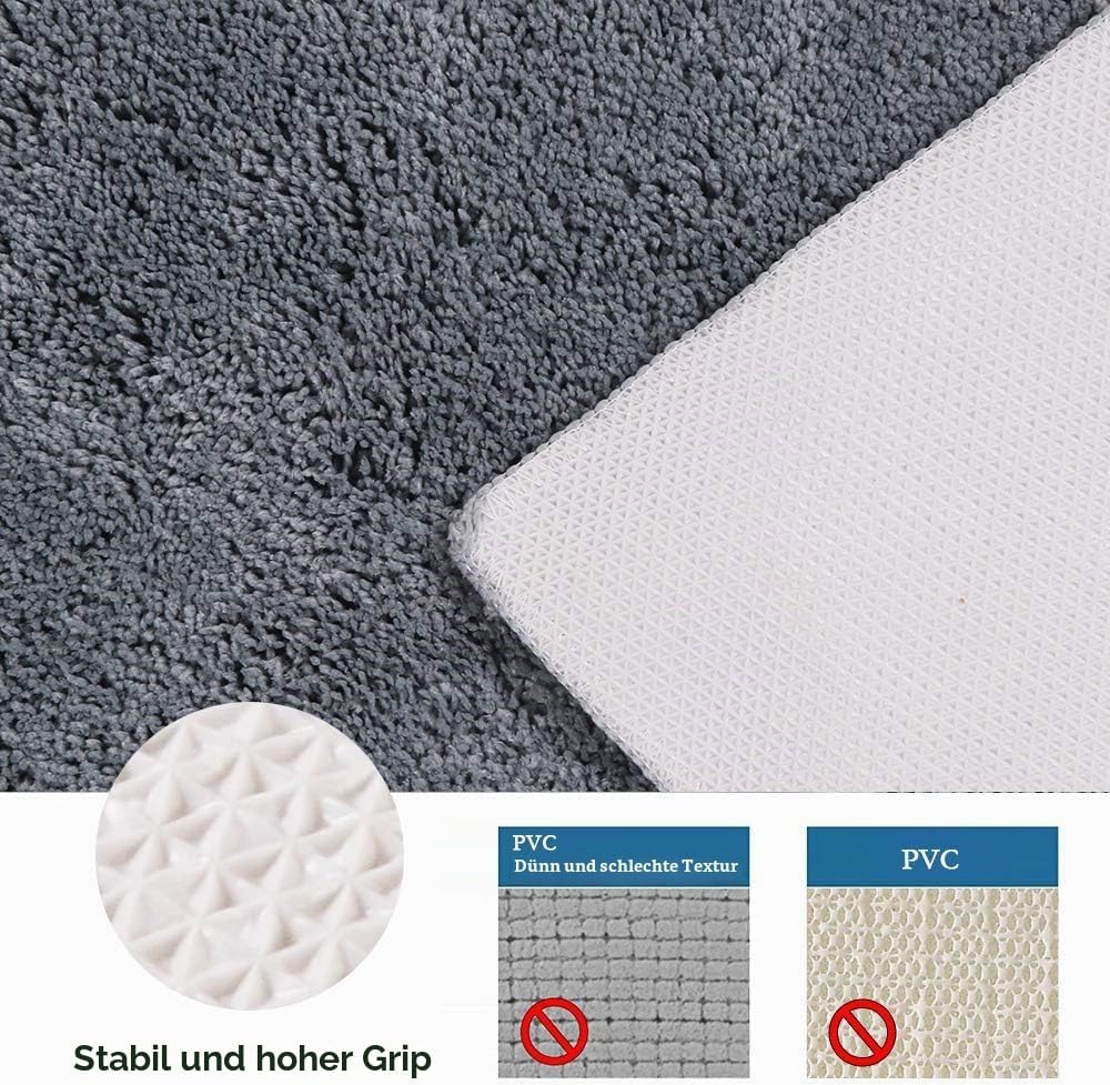 Seavish Cozy Shag Badezimmerteppich, rutschfeste Mikrofaser, weich, saugfähig, Meeresblau Curved 45x
