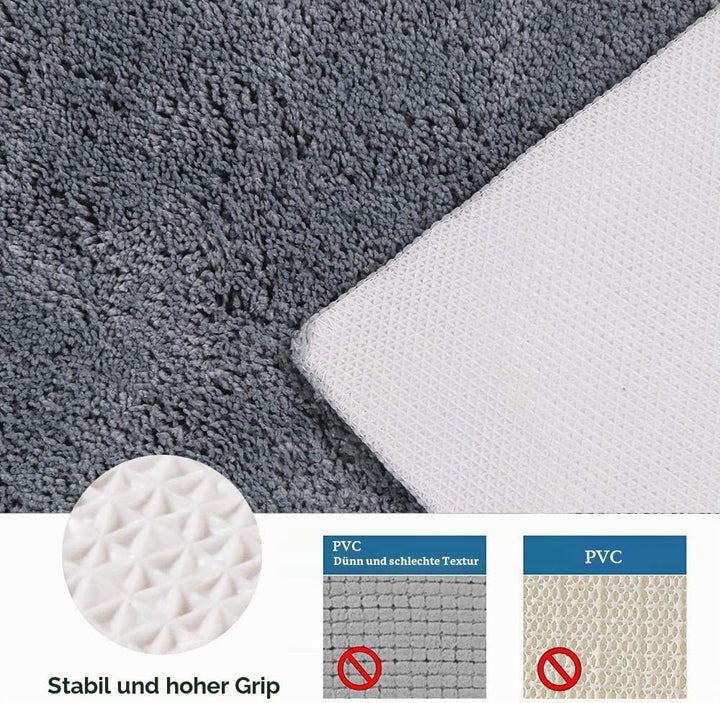 Seavish Cozy Shag Badezimmerteppich, rutschfeste Mikrofaser, weich, saugfähig, Meeresblau Curved 45x