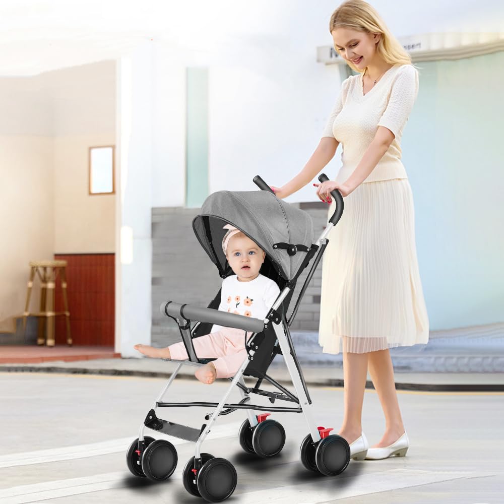 OHMG Kinderbuggy, Klein Zusammenklappbar Kinderwagen,Rücken und Fussstützenverstellung,Hinterradbrem