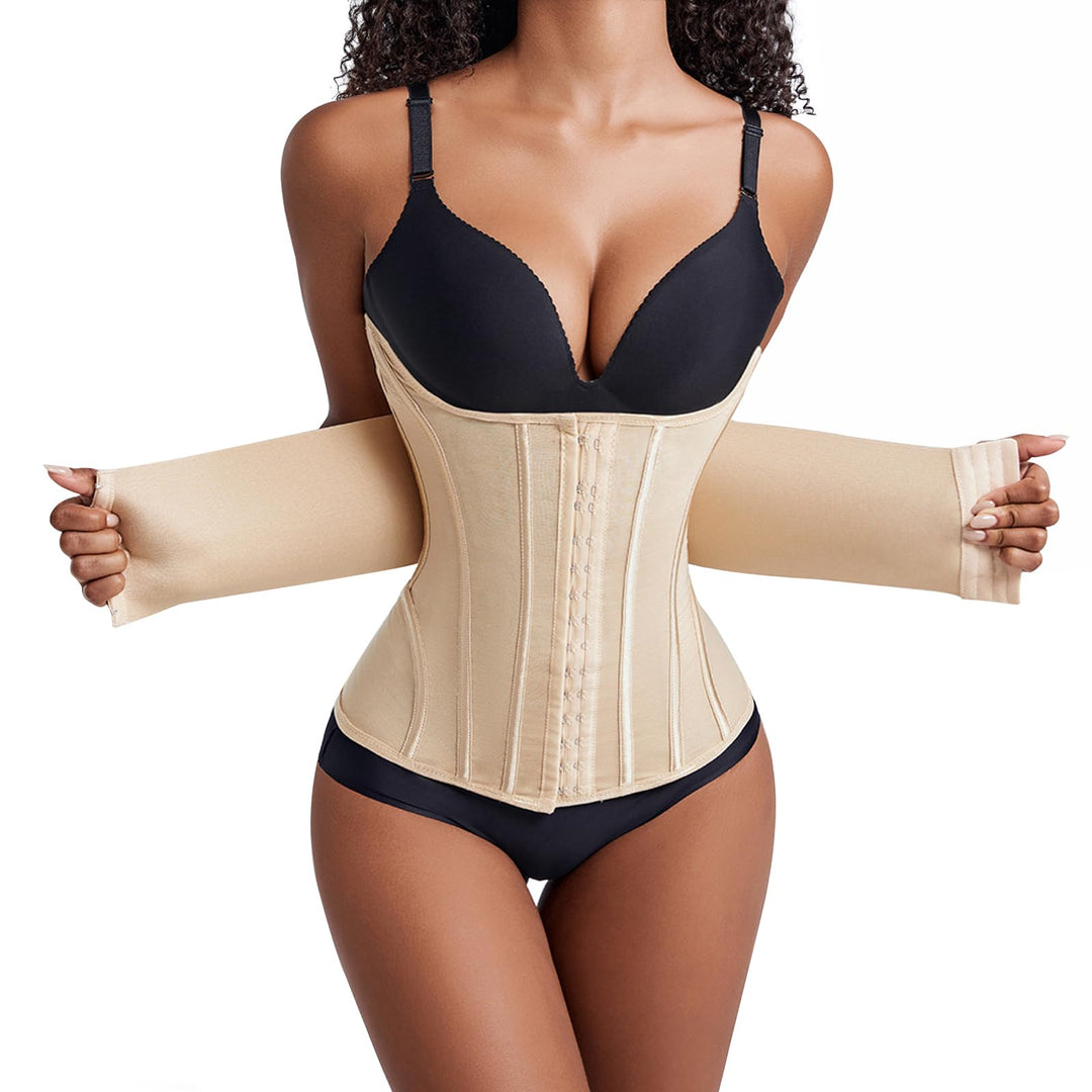 Korsett Damen Bauchweg Doppelte Verschlüsse, Waist Trainer Doppellagiges Verschlusssystem Bauchweggü