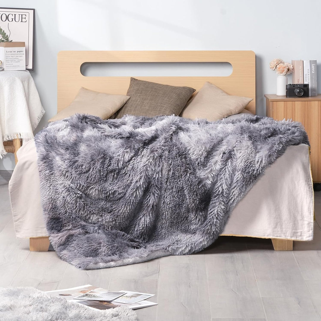 Caregchrisj Kunstfelldecke –Grauweiss Sherpa Schafdecke – Comfort Luxuriöse Flauschige Kuscheldecke