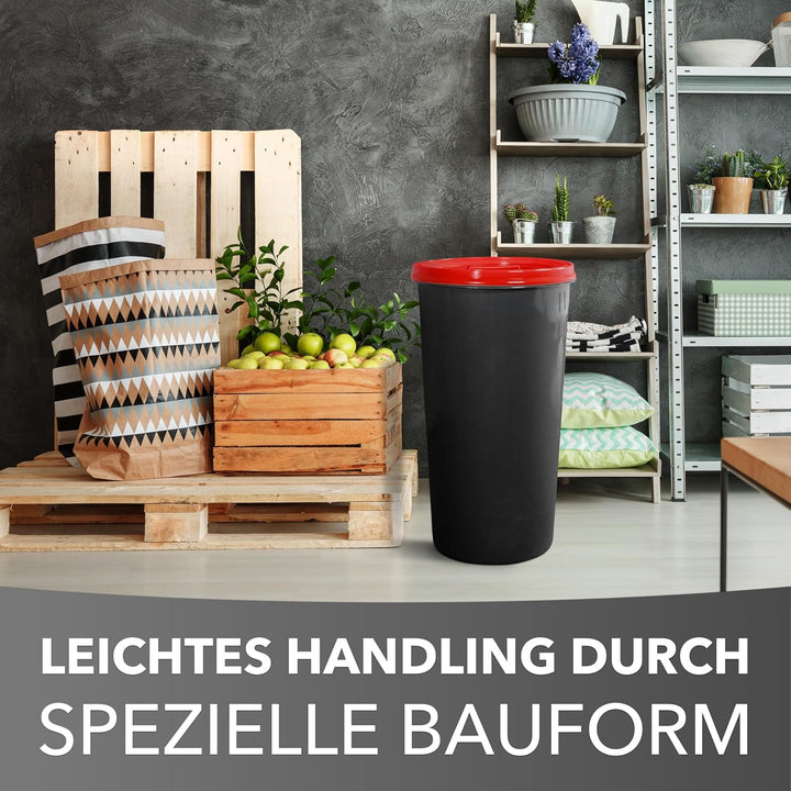 Will-Jeder Mülleimer 60l mit geruchsdichtem Deckel (Rot), Gelber Sack Ständer, Made in Germany, Müll