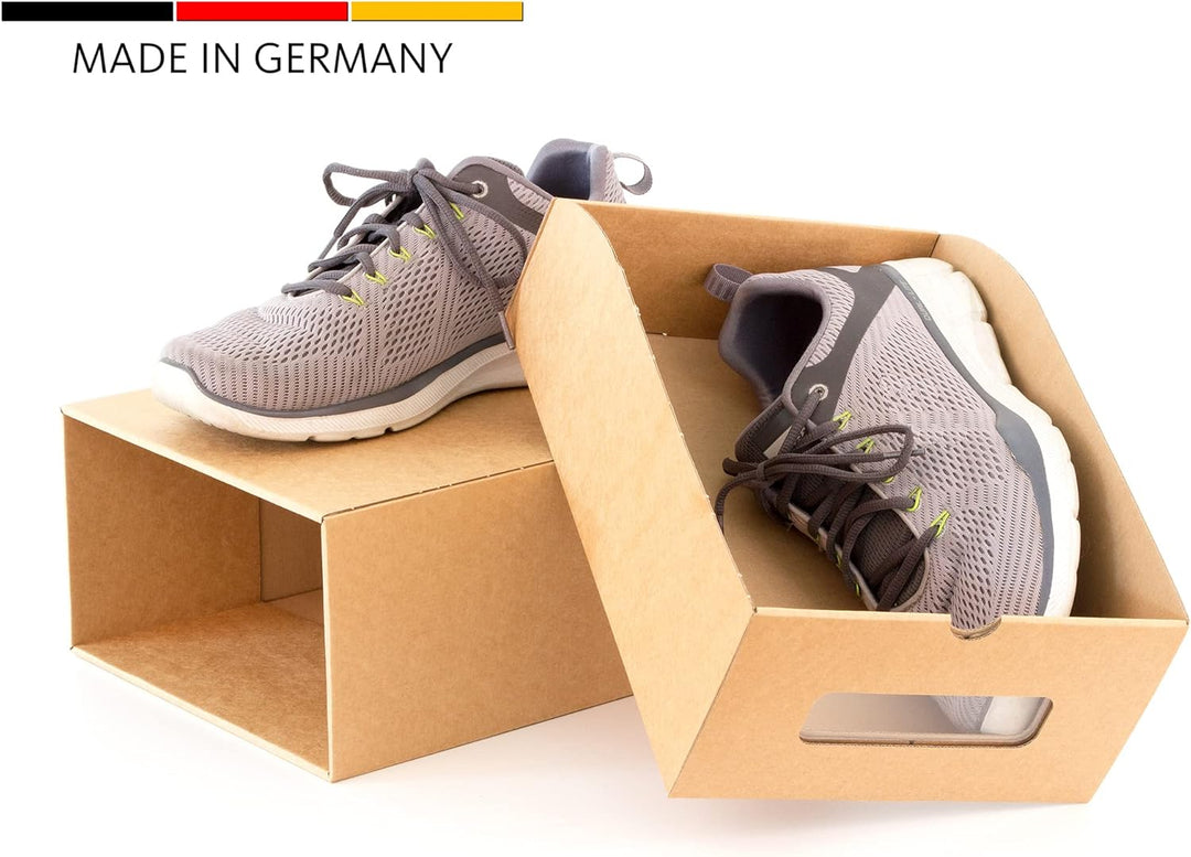 BigDean 10er Boxen-Set mit Schublade & Sichtfenster - Pappkarton aus Kraftpapier - Schuhbox Spielzeu