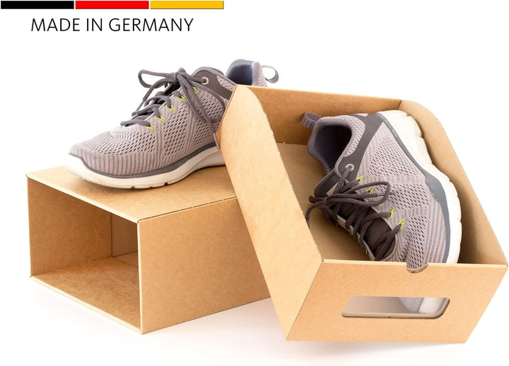 BigDean 10er Boxen-Set mit Schublade & Sichtfenster - Pappkarton aus Kraftpapier - Schuhbox Spielzeu