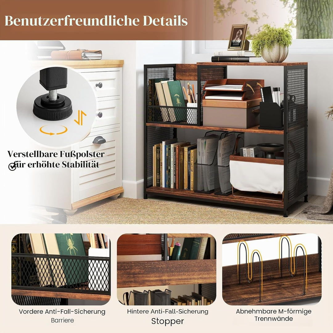 KOMFOTTEU Vinyl-Plattenspielerständer für bis zu 300 Alben, 3-stöckige Schallplatten-Display mit 3 a