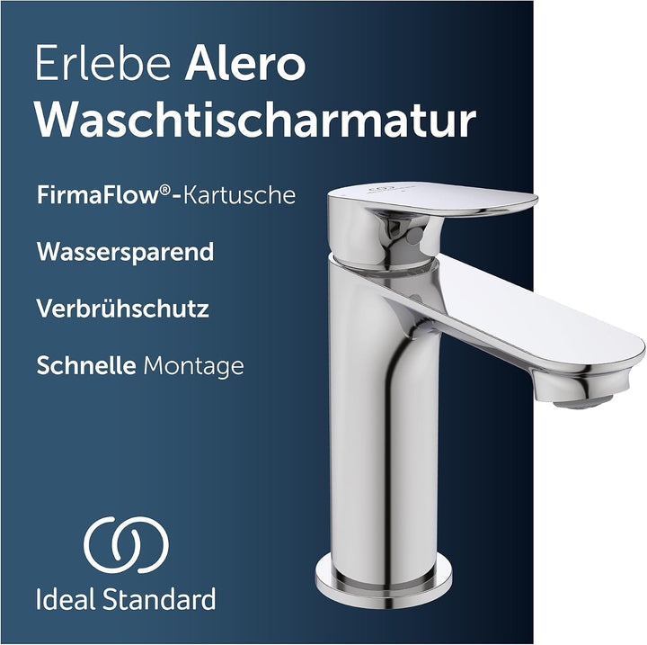 Ideal Standard Alero Waschtischarmatur, Auslaufhöhe 100 mm – Chrom | Wassersparender Wasserhahn Bade