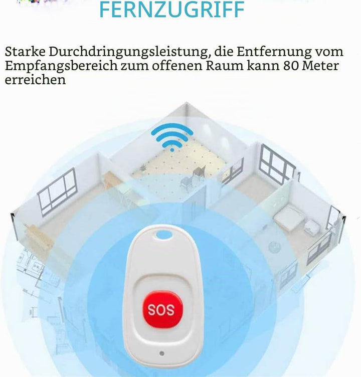 ALEENFOON Haus Wireless Mobiler Alarm Notruf Knopf Hausnotruf Panikalarm Wiederaufladbar Funkalarm f