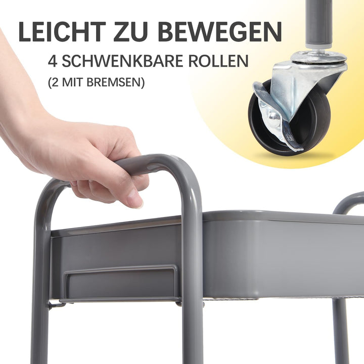 KINGRACK küchenwagen, rollwagen 3 etagen rollwagen Metall, servierwagen mit Rollen Griffe, Regalwage