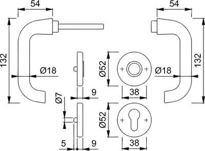 HOPPE 3286403 Drückergarnitur Paris mit Rosetten WC, Edelstahl matt