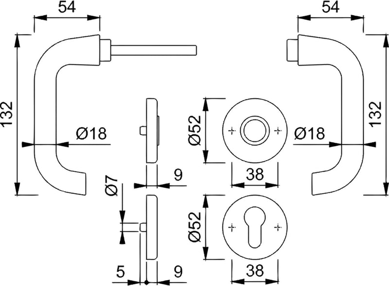 HOPPE 3286403 Drückergarnitur Paris mit Rosetten WC, Edelstahl matt