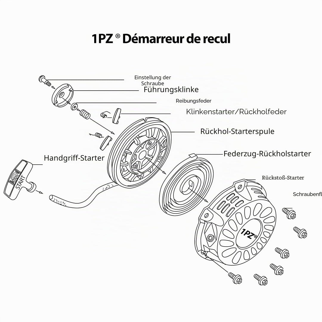 1PZ FPS-X39 Anlasser mit Rückholfunktion Recoil Starter Pull Start Ersatz für Honda GX340 GX390 GX61