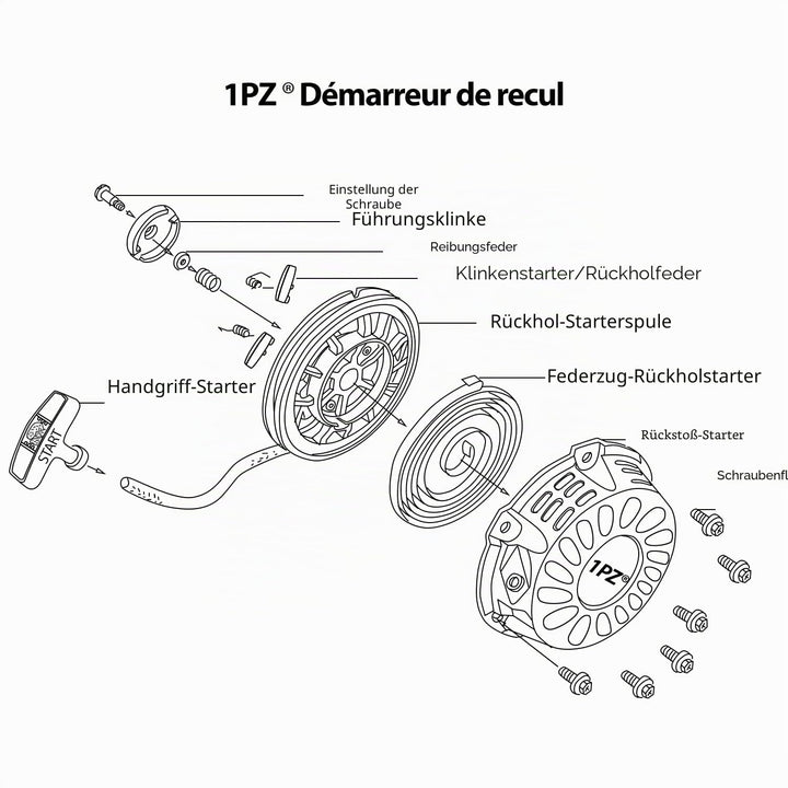 1PZ FPS-X39 Anlasser mit Rückholfunktion Recoil Starter Pull Start Ersatz für Honda GX340 GX390 GX61