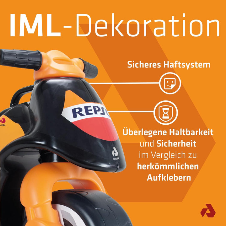 INJUSA - Moto Laufrad Neox Repsol, Ride-On für Kinder von 18 Monaten bis 3 Jahren, mit breite Kunsts
