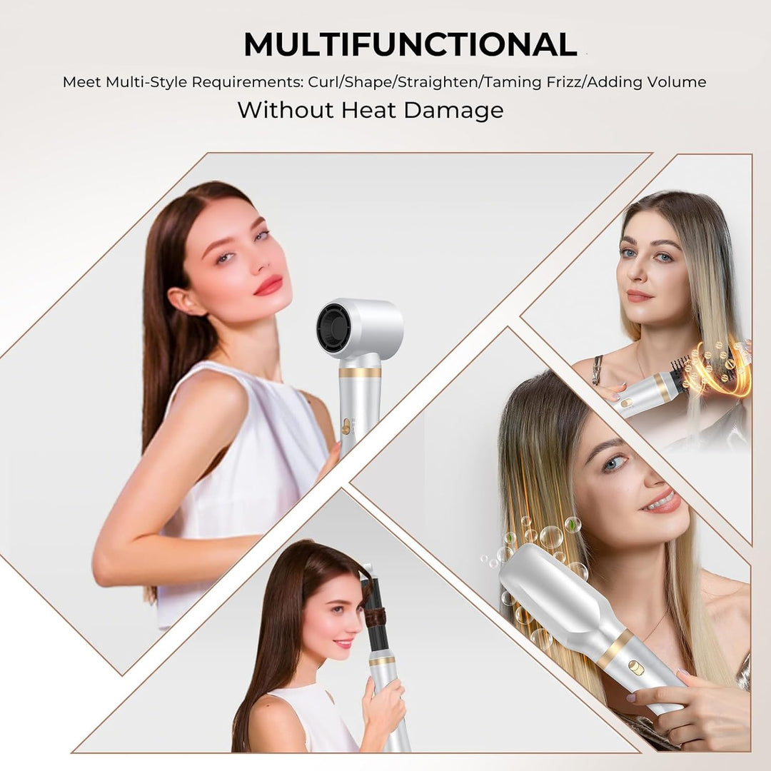 Souvik Hair Tool Set Multifunktionaler mit Warmluftbürste, Ionen Haarföhn, Lockenstab Automatisch, F