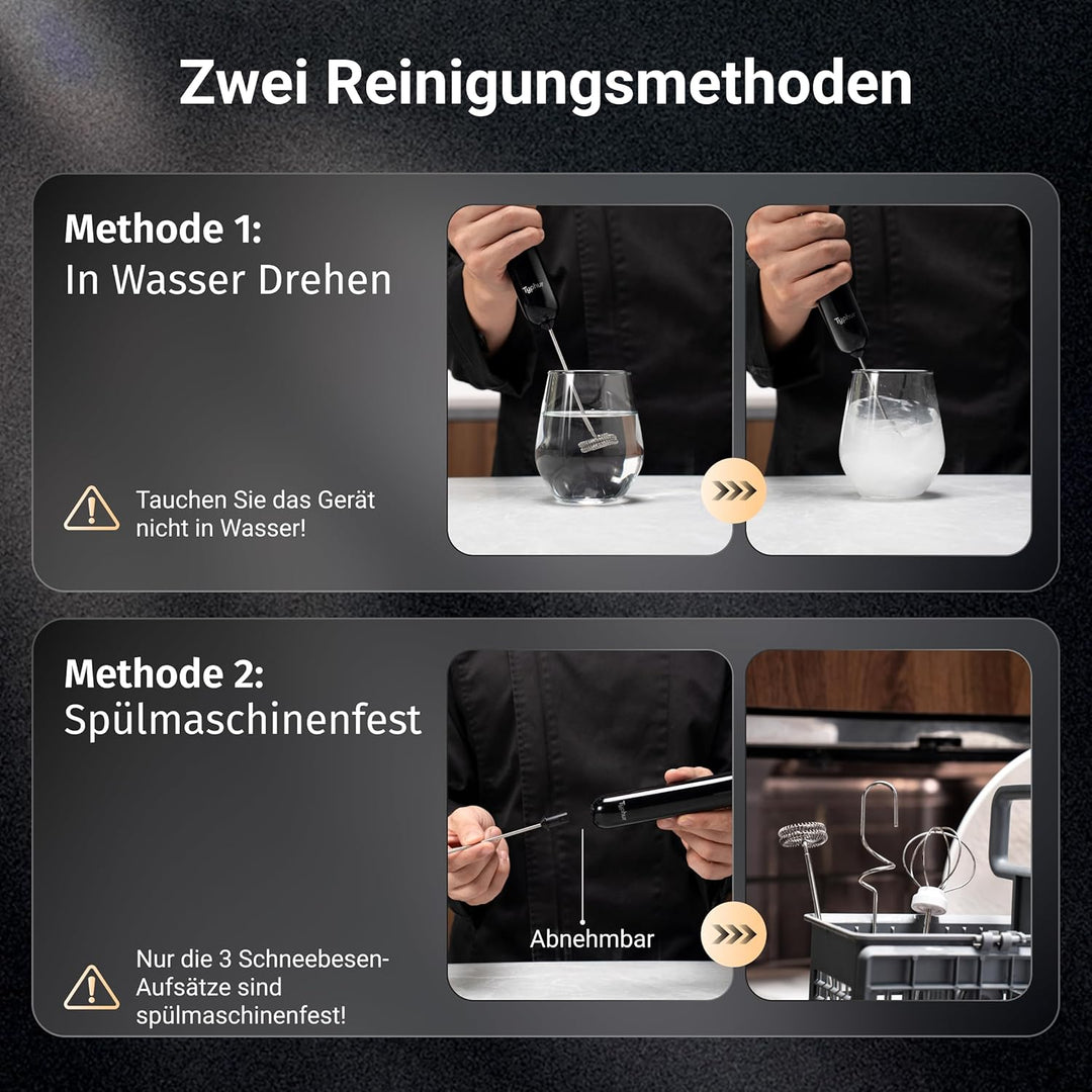 Typhur InstaWhisk Milchaufschäumer elektrisch, Milchschäumer Stab mit variabler Geschwindigkeit, USB