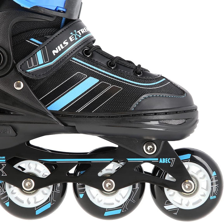 Nils Extreme NH18191 2-in-1 Inline-Skates und Schlittschuhe, Schwarz/Blau, Verstellbare Grösse
