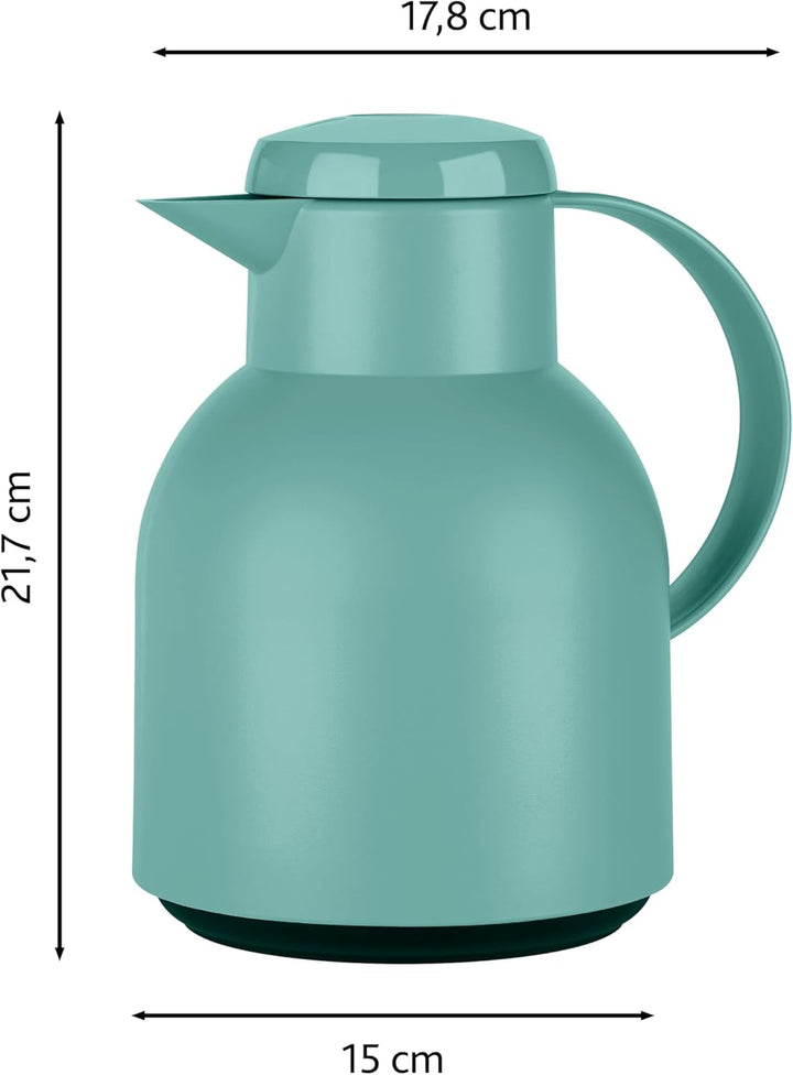 Emsa Samba Isolierkanne 505719 | 1 Liter | Quick Press Verschluss | 100% dicht | 12h heiss, 24h kalt