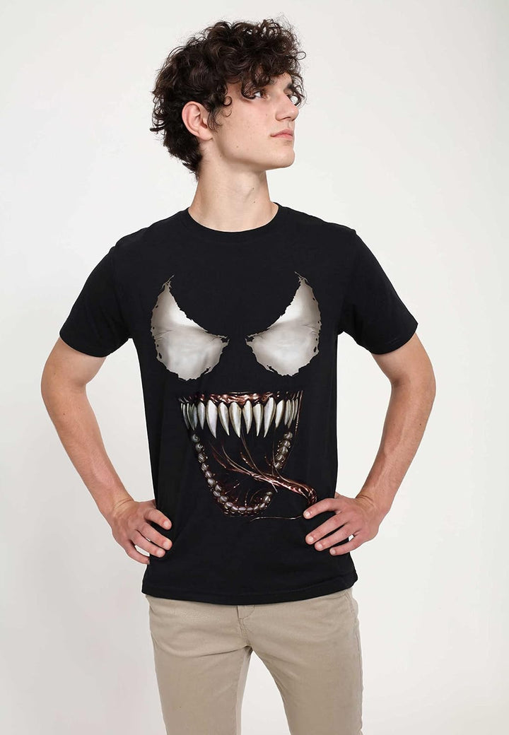 Marvel Unisex Other-Venom Mouth Open Organic Short Sleeve T-Shirt S Schwarz, S Schwarz
