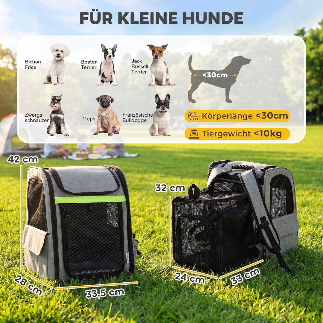 PawHut Hunderucksack Erweiterbar Katzenrucksack für Katzen und Kleine Hunde bis 10 kg Katzen Rucksac