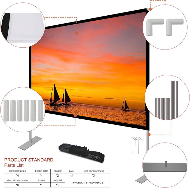 Projektion Leinwand mit Stand 100 Zoll HD 4K Outdoor Indoor Projector Screen Schnelles Falten Tragba