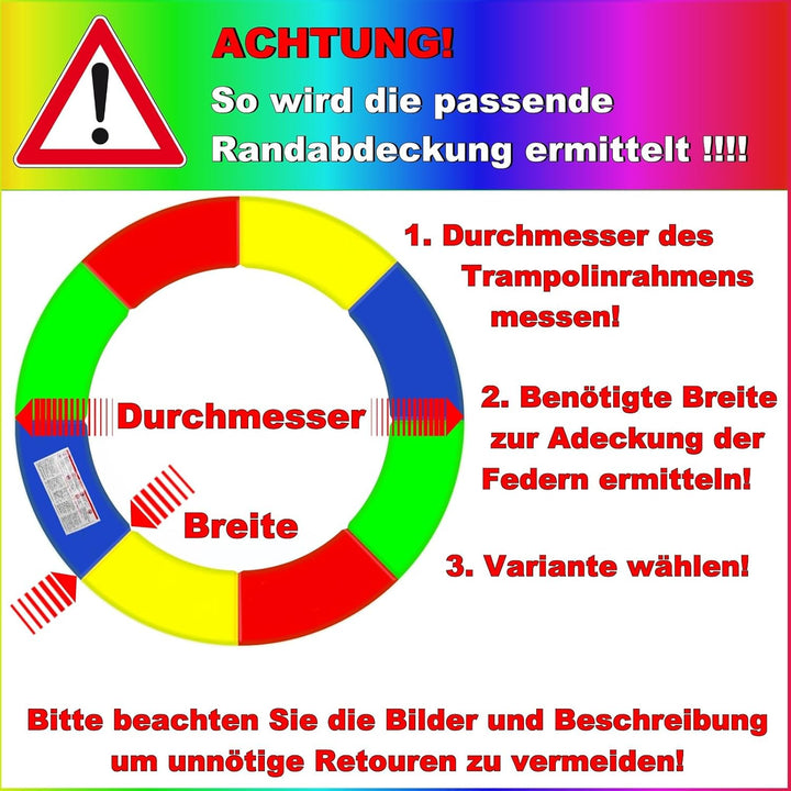 Baunsal® Trampolin Randabdeckung Ø 183 244 250 275 300 305 335 366 370 396 400 427 430 457 460 487 4