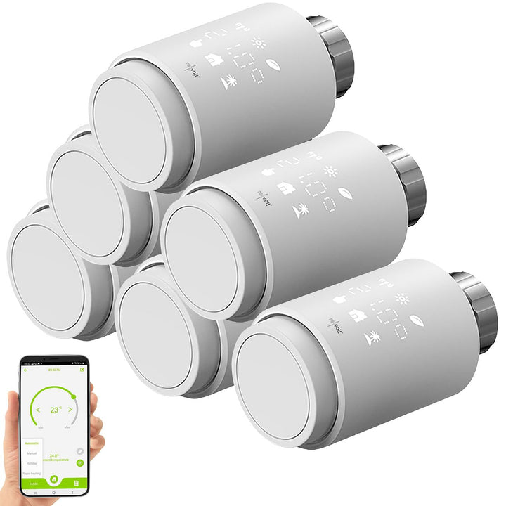 revolt Thermostat-Köpfe: 6er-Set programmierbare WLAN-Heizkörperthermostate, App, Sprachbefehl (Heiz
