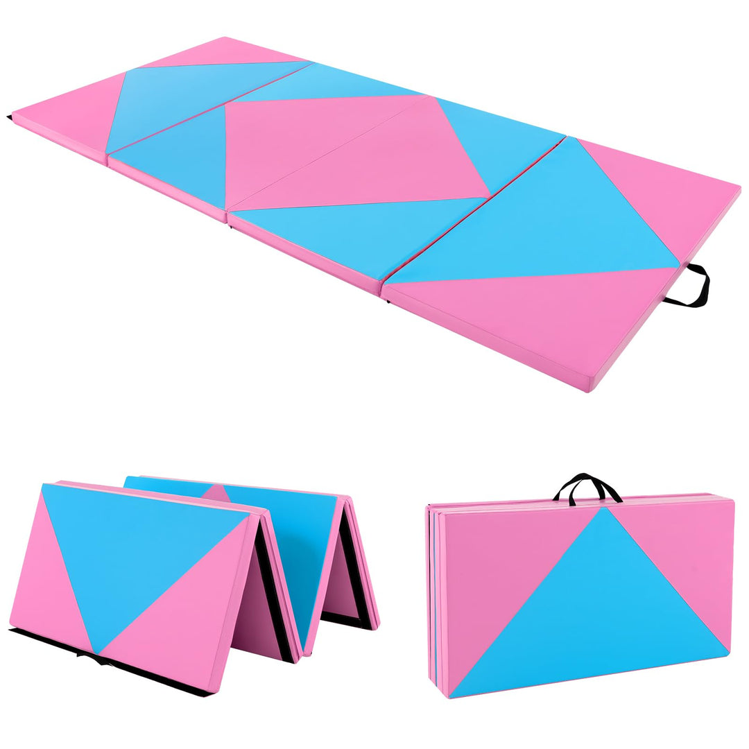 GOPLUS Turnmatte klappbar, 240×117×5cm Weichbodenmatte mit 2 Tragegriffen & Klettverschlüssen, Gymna