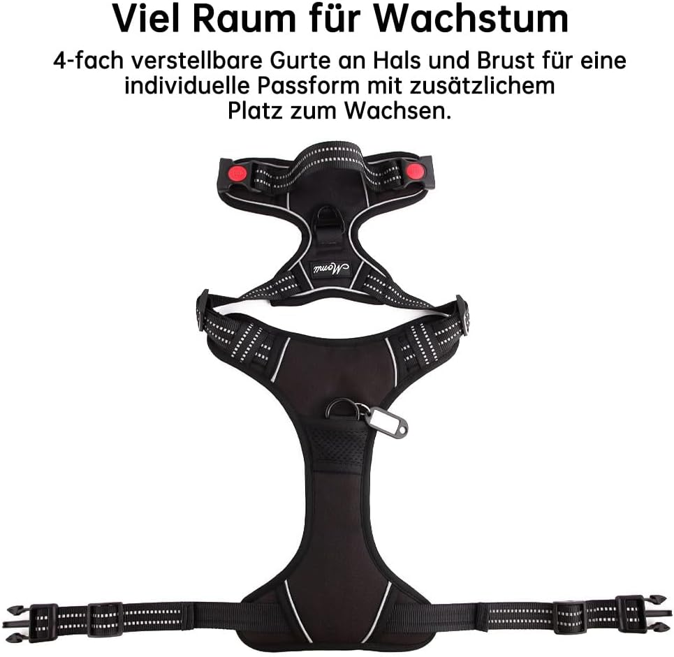 Hundegeschirr Anti Zug Geschirr Hund No Pull Verstellbar Atmungsaktiv Reflexstreifen Brustgeschirr H