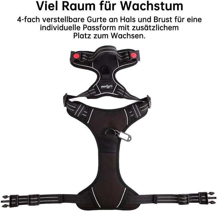 Hundegeschirr Anti Zug Geschirr Hund No Pull Verstellbar Atmungsaktiv Reflexstreifen Brustgeschirr H