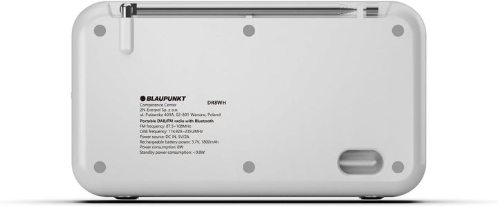 Blaupunkt DR8WH Tragbares DAB+ UKW-Radio mit Bluetooth 5.3, 2,4-Zoll-Farbdisplay, Dual-Alarm, Akku 1