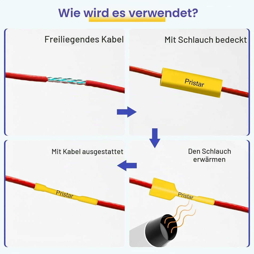 3x Pristar Kompatibles Etikettenband als Ersatz für Brother Schrumpfschlauch HSe-641 HSe641 HSc-641