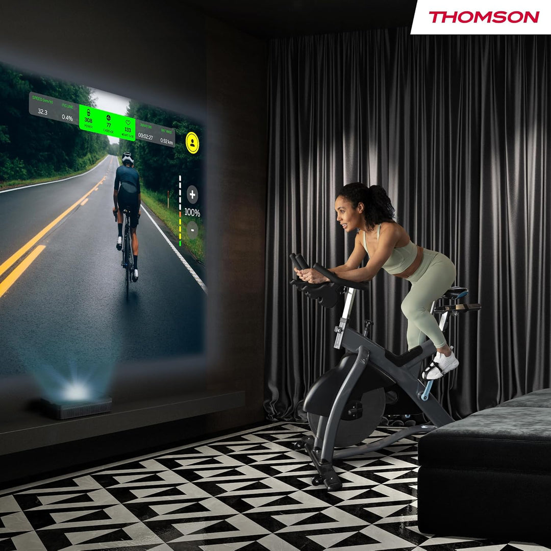 Thomson Sirius PG55B Full HD Beamer, Smart RGB Laser Projektor, Ultra-Kurzdistanz, Google TV, 600 AN
