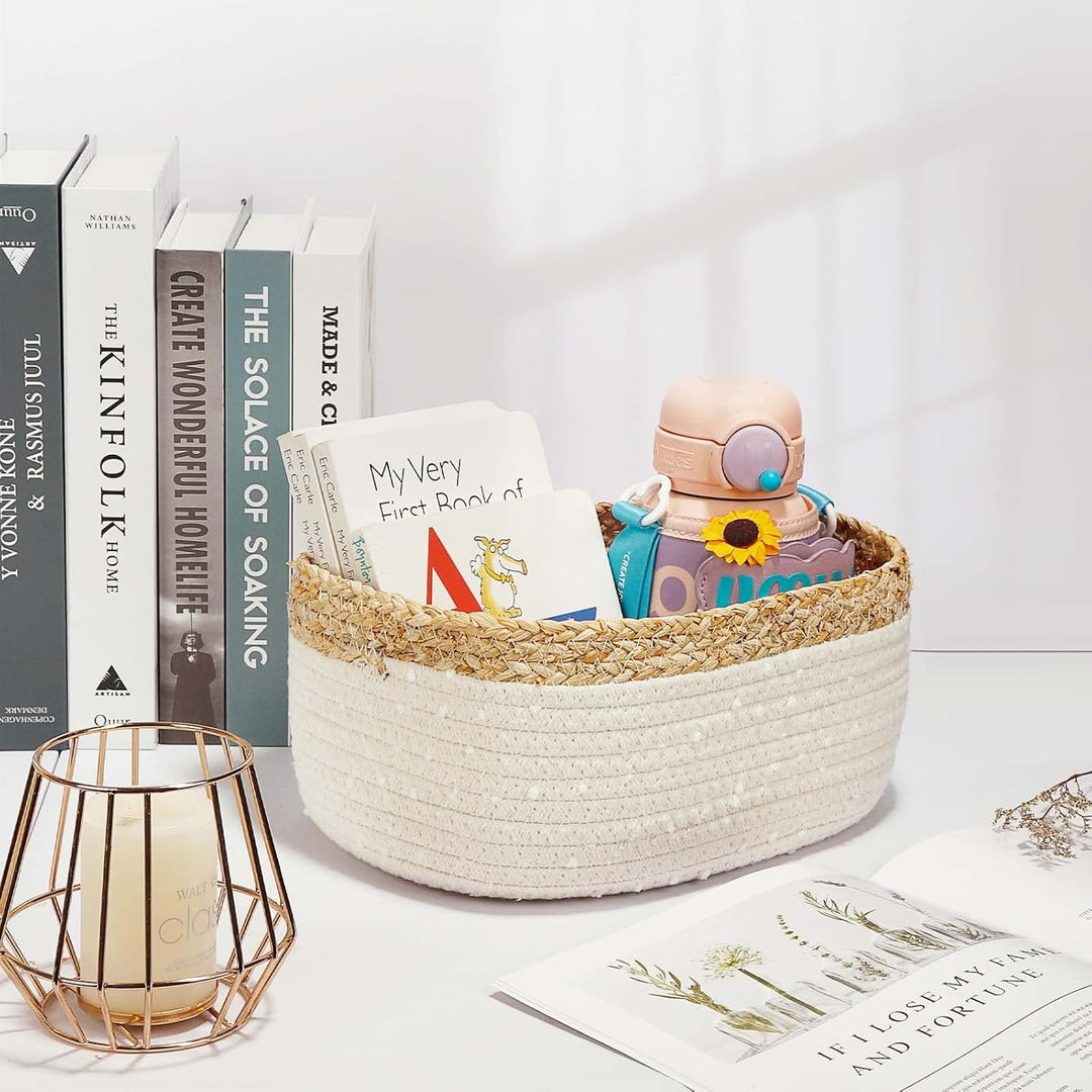 Sosayet Aufbewahrungskorb Kinder Baumwollseil Geflochten 4 Set,Badezimmer Wickeltisch Zubehör Organi