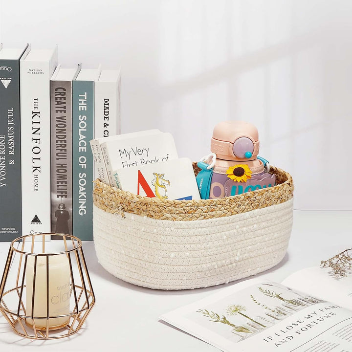 Sosayet Aufbewahrungskorb Kinder Baumwollseil Geflochten 4 Set,Badezimmer Wickeltisch Zubehör Organi