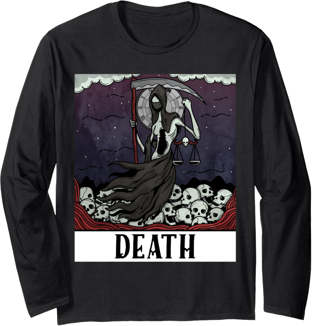 Grim Reaper Skeleton Tarot Card Blackcraft Men Women Langarmshirt