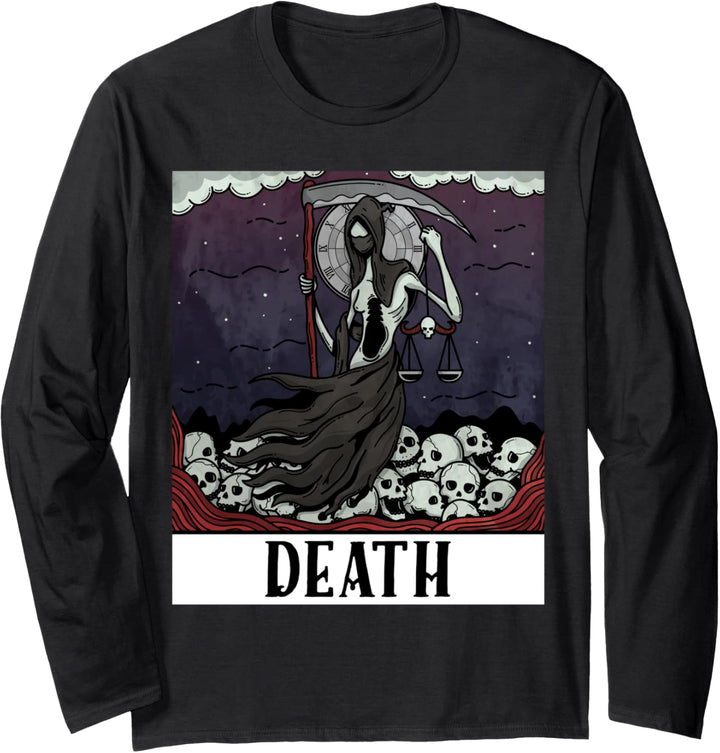 Grim Reaper Skeleton Tarot Card Blackcraft Men Women Langarmshirt