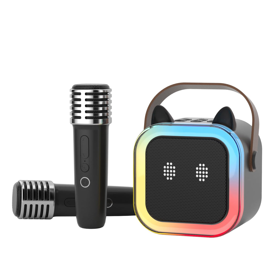 süss Katzenohr Karaoke-Maschine für Kinder Erwachsene, Tragbar Karaoke-System mit blinkendem LED-Lic